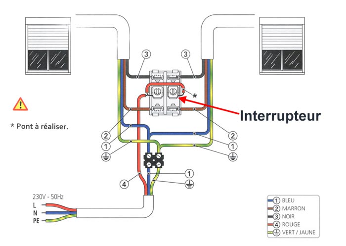 Interrupteur pour volet roulant à câbler pour installation